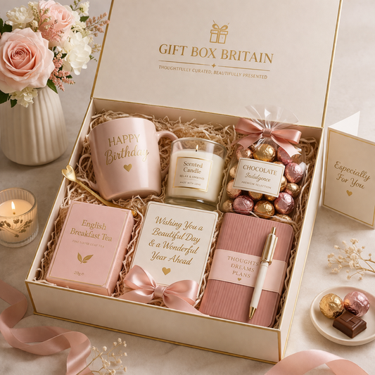Luxury Birthday Gift Box Hamper for Her with Chocolate & Candle