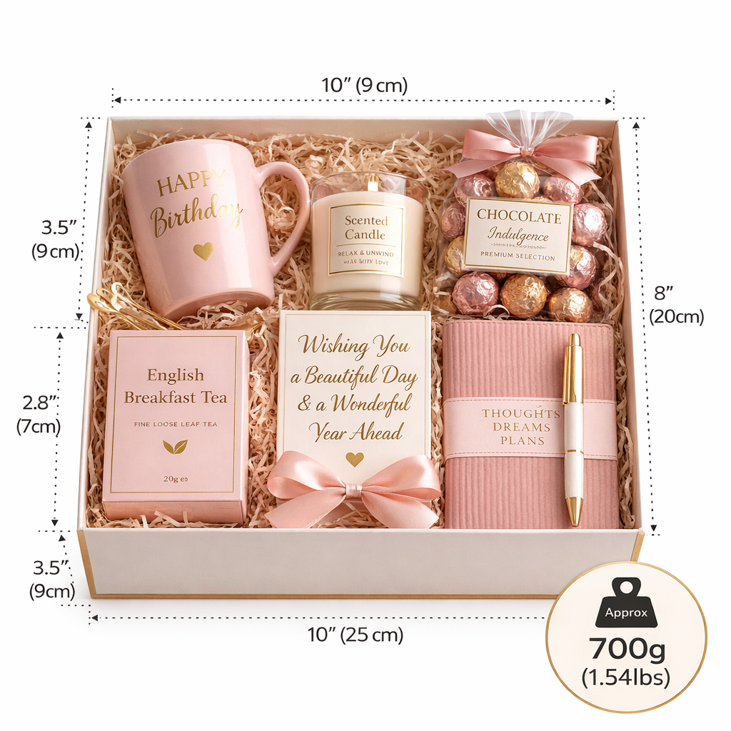 Luxury Birthday Gift Box Hamper for Her with Chocolate & Candle