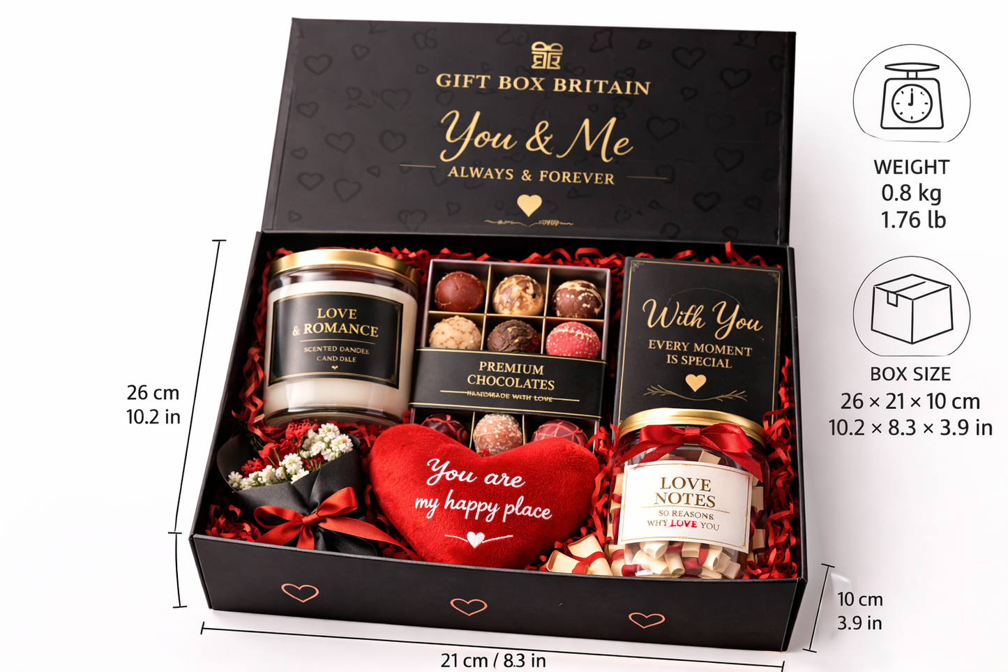 Romantic Gift Box for Couples with Chocolates Candle Love Card Anniversary Gift