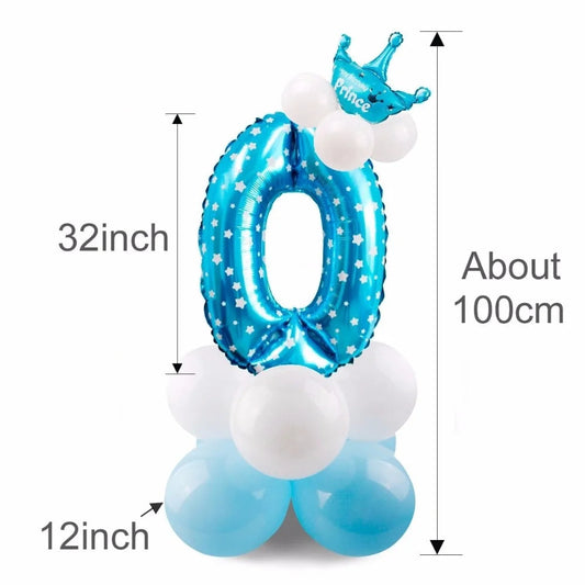 17pcs Birthday Number Balloon Set 32 Inch Foil Helium Decor Boy Girl
