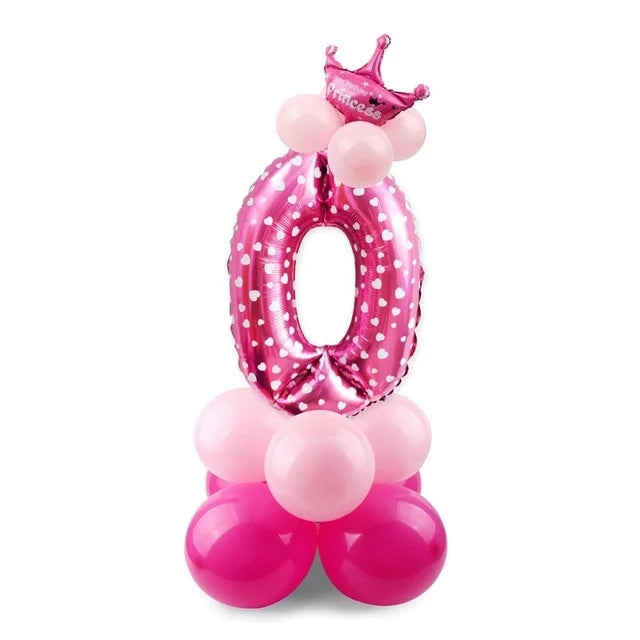 17pcs Birthday Number Balloon Set 32 Inch Foil Helium Decor Boy Girl