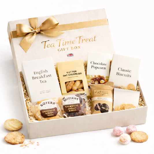 Tea Time Treat Gift Box – Premium English Tea, Biscuits & Sweet Snacks Hamper