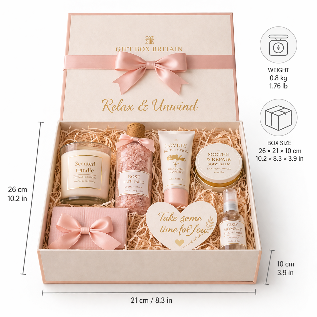 Luxury Self Care Spa Gift Box with Candle Bath Set Relaxation Kit for Women