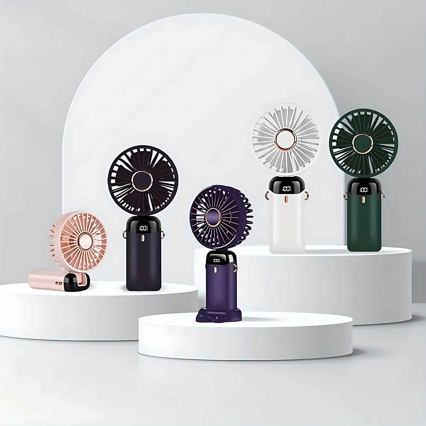 USB Rechargeable Mini Fan – 6 Speed with Smart LED Display