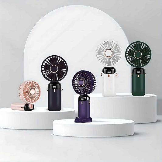 USB Rechargeable Mini Fan – 6 Speed with Smart LED Display
