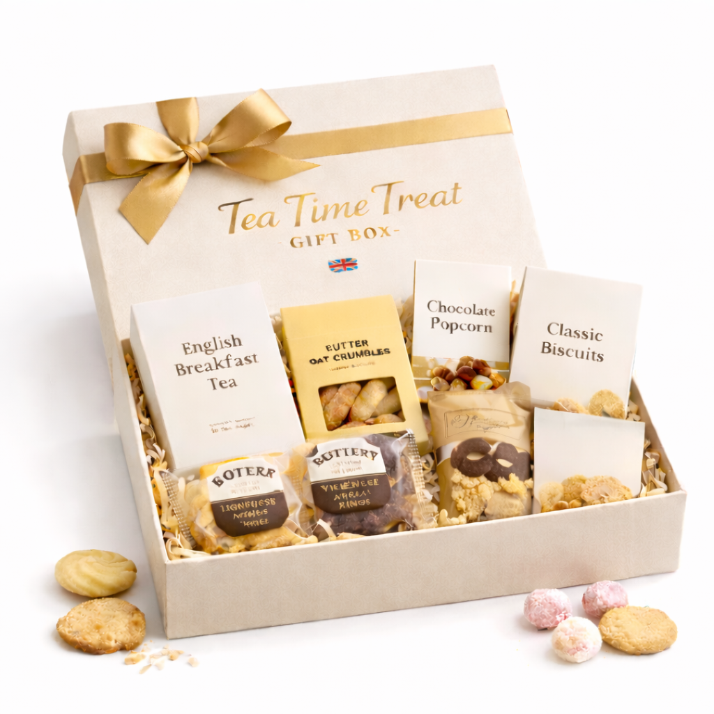 Tea Time Treat Gift Box – English Breakfast Tea & Biscuit Hamper
