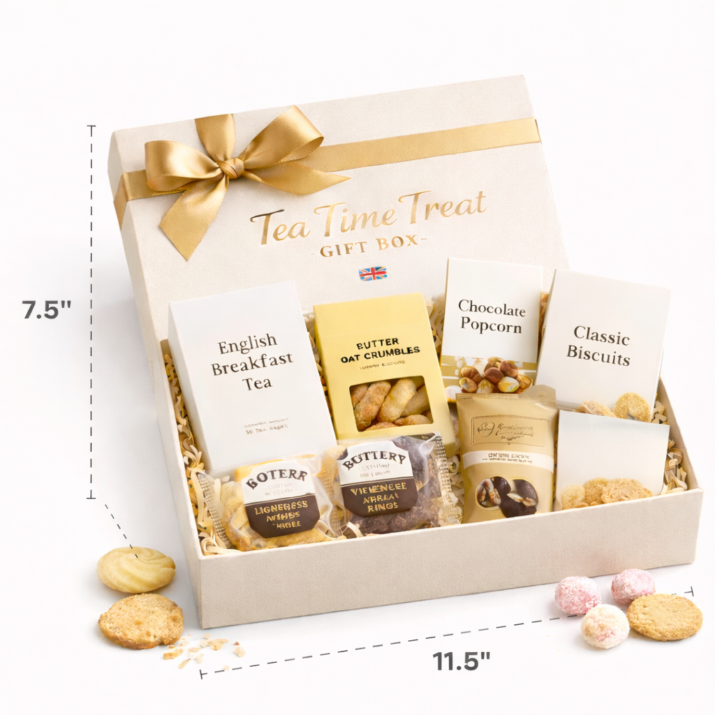 Tea Time Treat Gift Box – Premium English Tea, Biscuits & Sweet Snacks Hamper